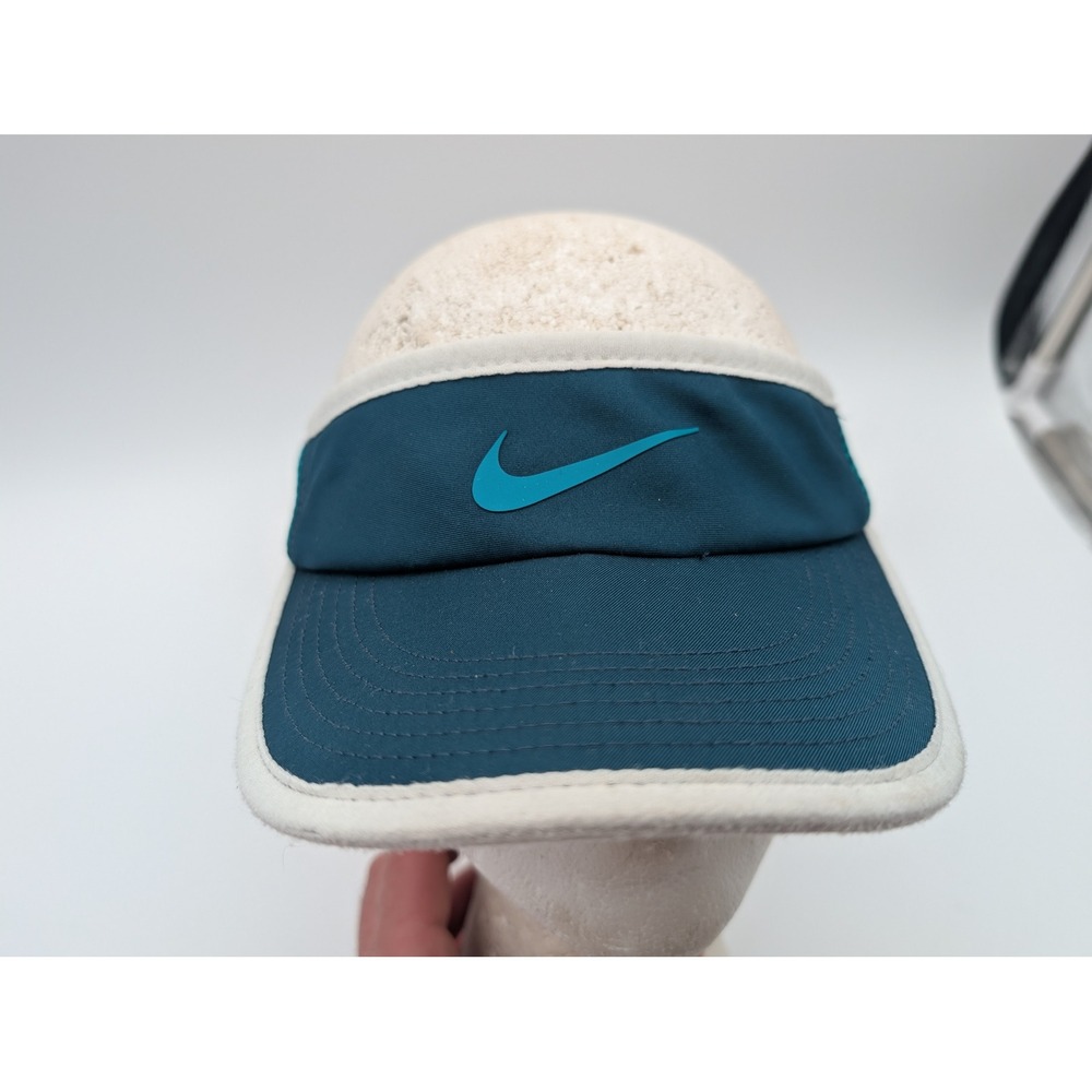 Nike Featherlight Dri-FIT Athletic Visor Teal White Mesh Running Golf Hat
